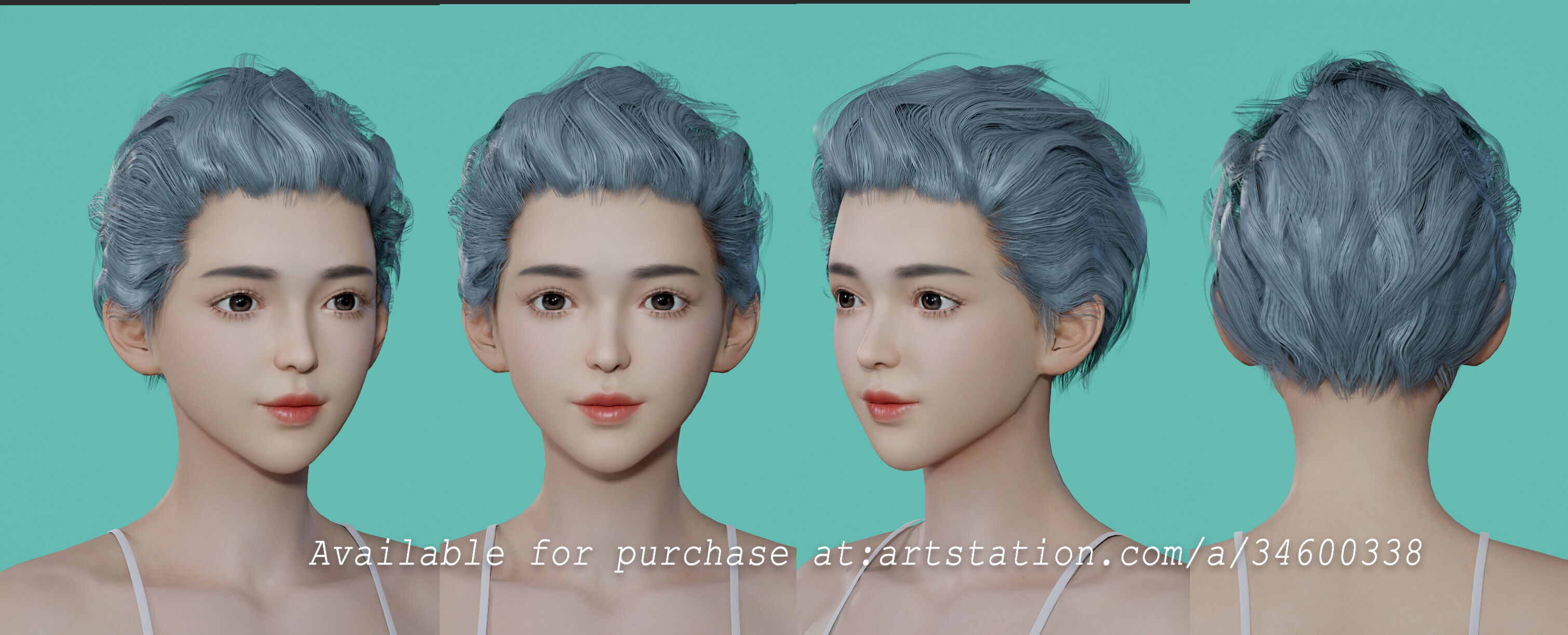 12 Real-time Women Hairstyles collection 04 Low-poly 3D model_5