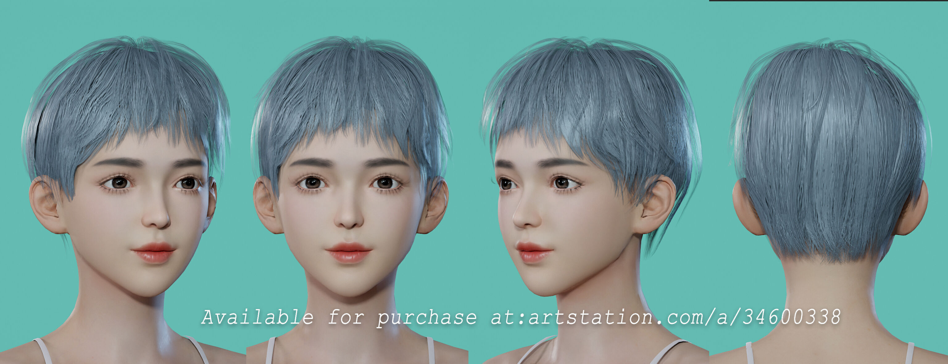 12 Real-time Women Hairstyles collection 04 Low-poly 3D model_12