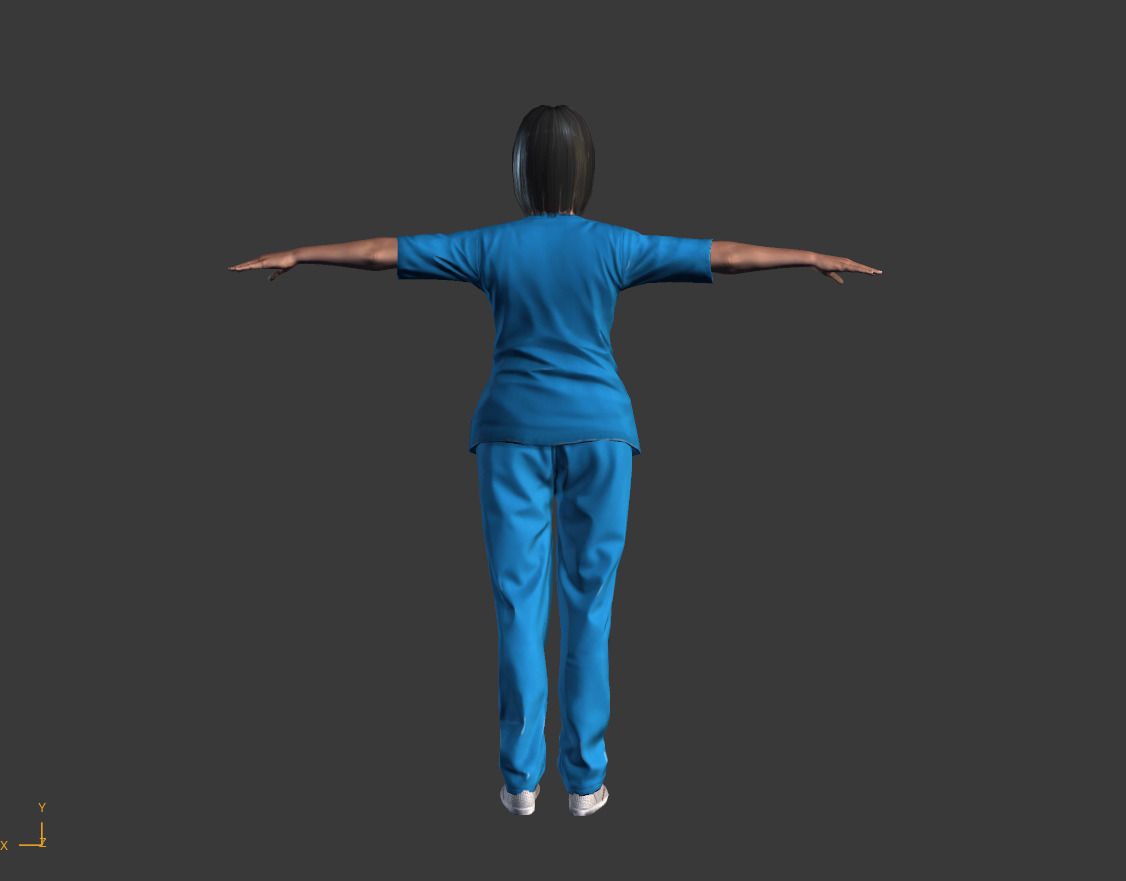 Low-Poly Female Doctor 3D Model T Pose Medical Character Low-poly 3D model_2
