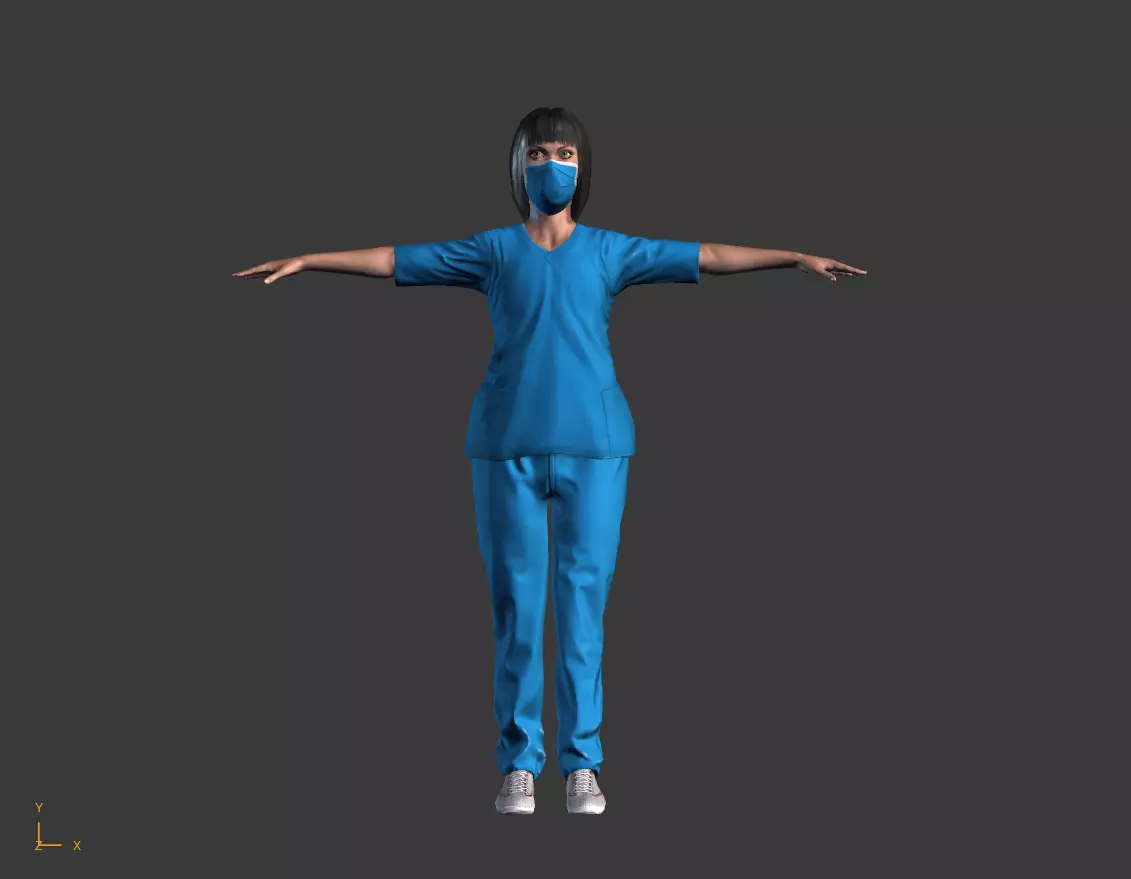 Low-Poly Female Doctor 3D Model T Pose Medical Character Low-poly 3D model_0