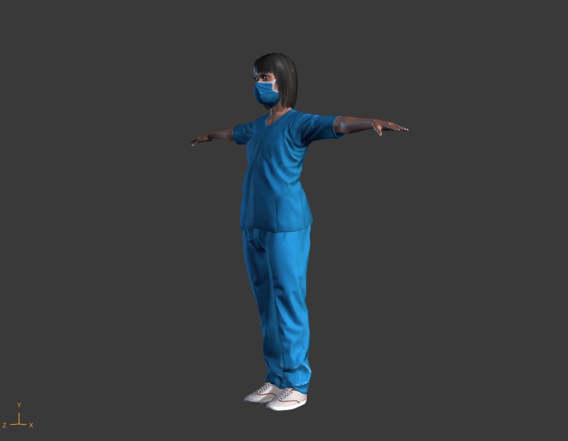 Low-Poly Female Doctor 3D Model T Pose Medical Character Low-poly 3D model_3