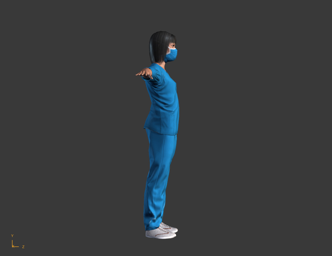 Low-Poly Female Doctor 3D Model T Pose Medical Character Low-poly 3D model_1