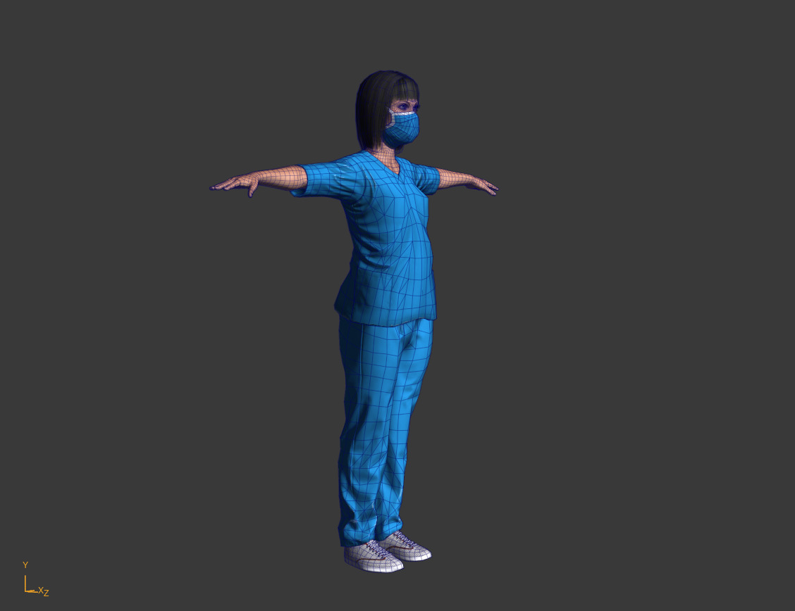 Low-Poly Female Doctor 3D Model T Pose Medical Character Low-poly 3D model_5