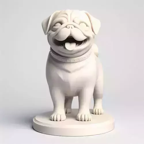 579  Laughing Pug   Ivory Style  3D Printed Statue