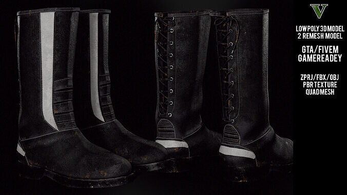 motorbike police boots for GTA Fivem Motors rendor cdizma Low-poly 3D model