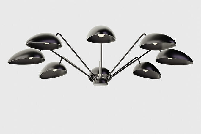 Boccia Curved Shade Matte Black Flush Mount Light 3D model