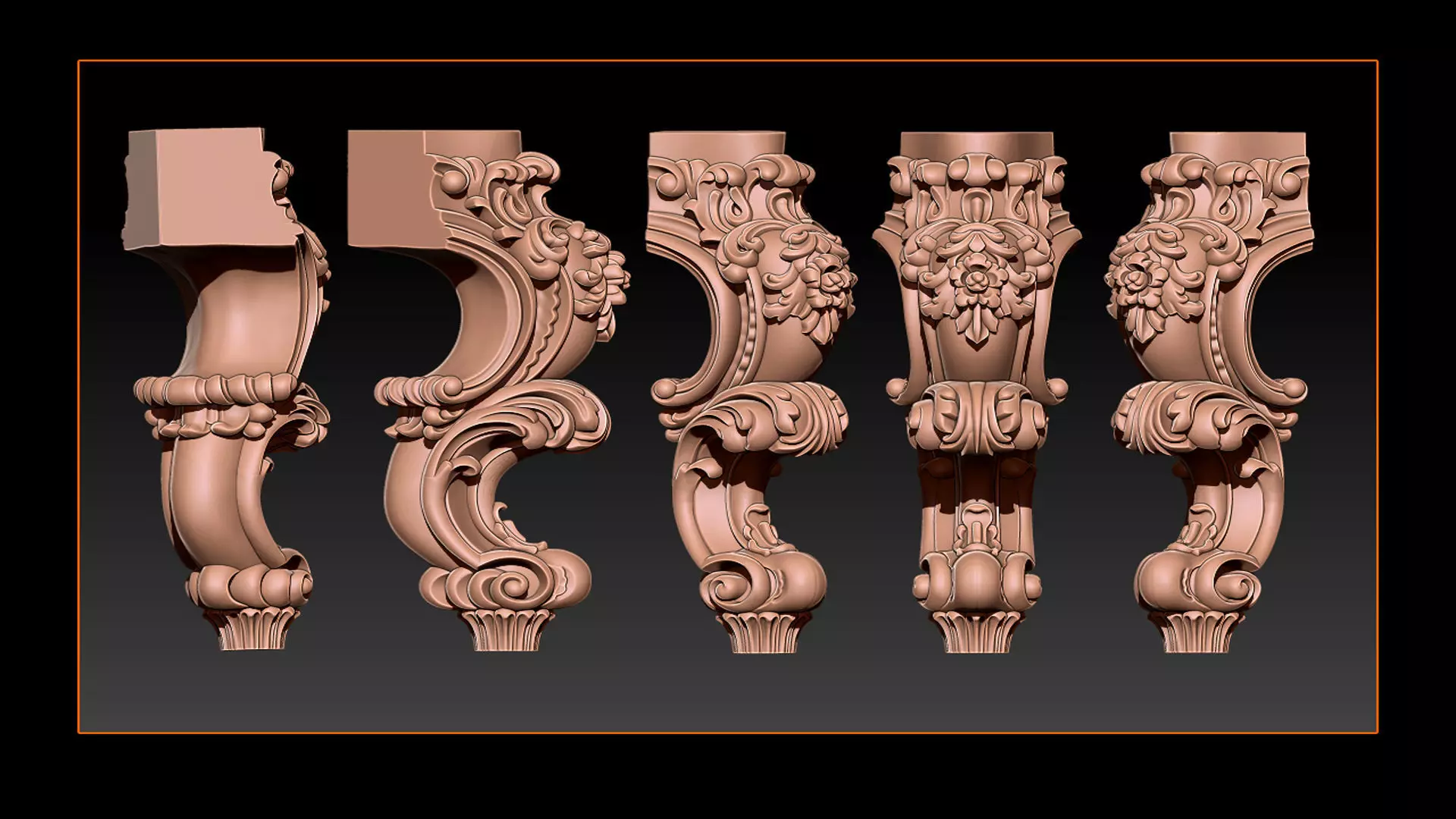 Classic Table and Chair Leg Model Kit - 059 3D print model_0