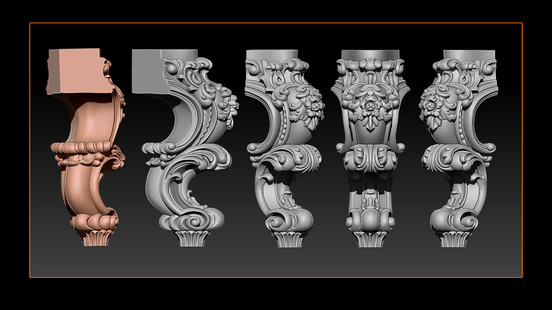 Classic Table and Chair Leg Model Kit - 059 3D print model_1