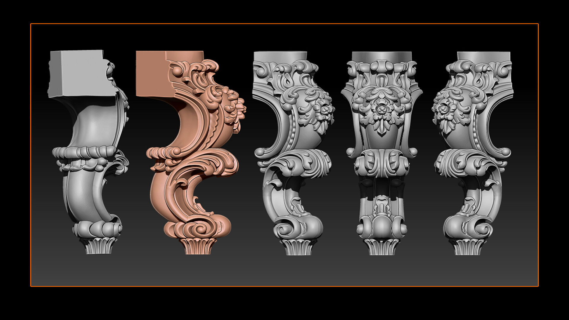 Classic Table and Chair Leg Model Kit - 059 3D print model_4