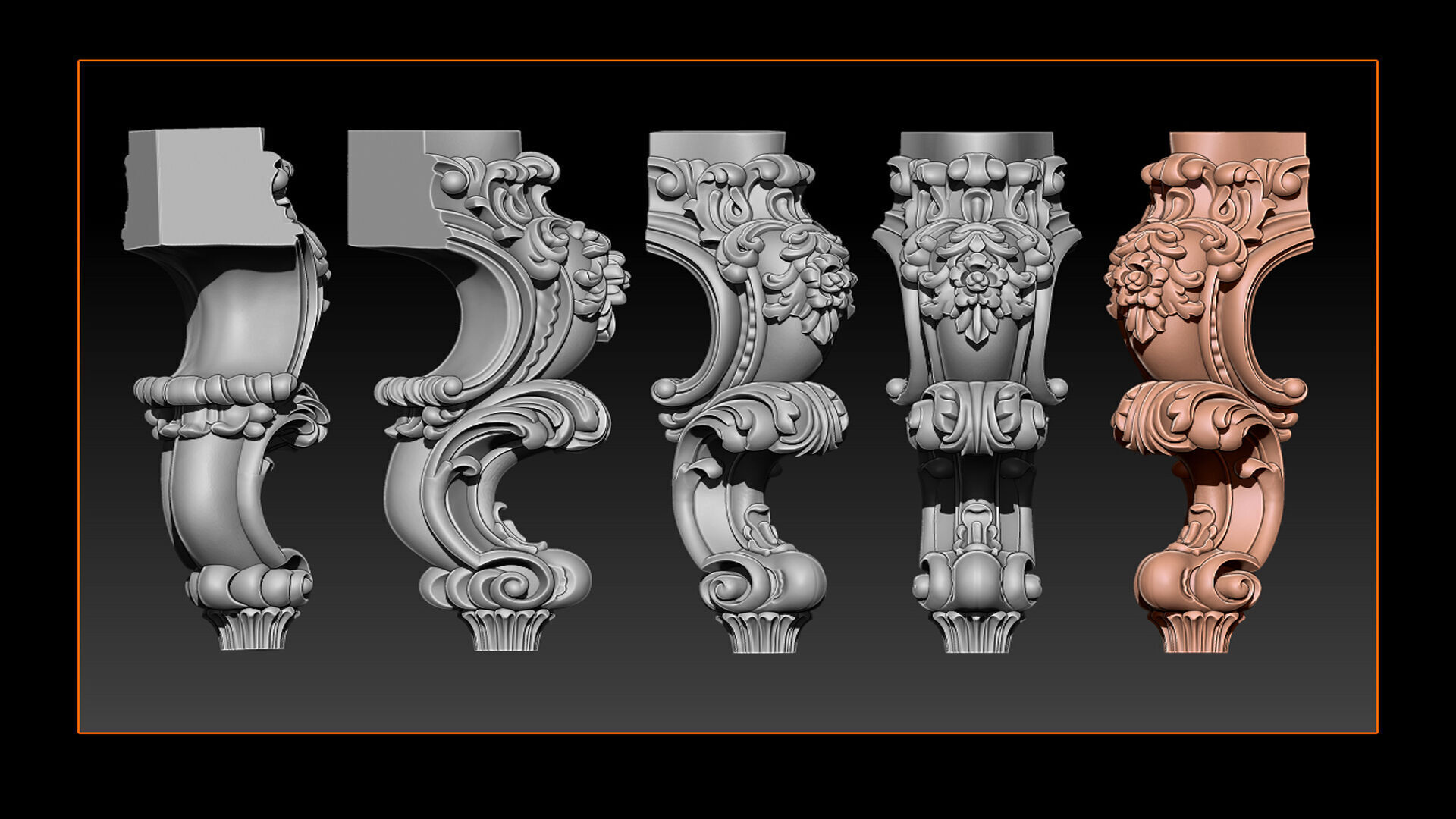 Classic Table and Chair Leg Model Kit - 059 3D print model_20