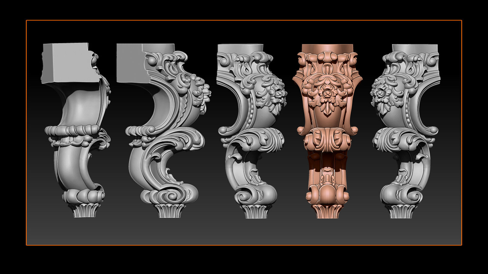 Classic Table and Chair Leg Model Kit - 059 3D print model_3