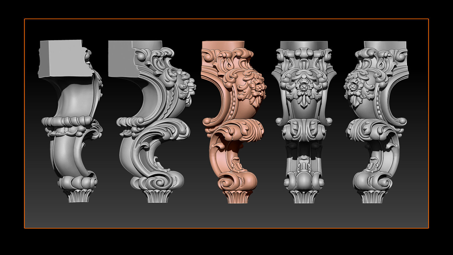 Classic Table and Chair Leg Model Kit - 059 3D print model_5