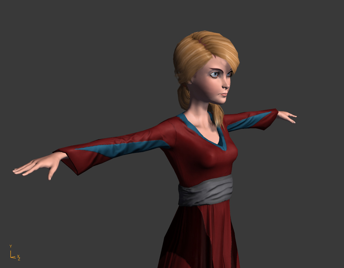 Low-Poly Female Cartoon Character T Pose Stylized 3D Model Low-poly 3D model_1