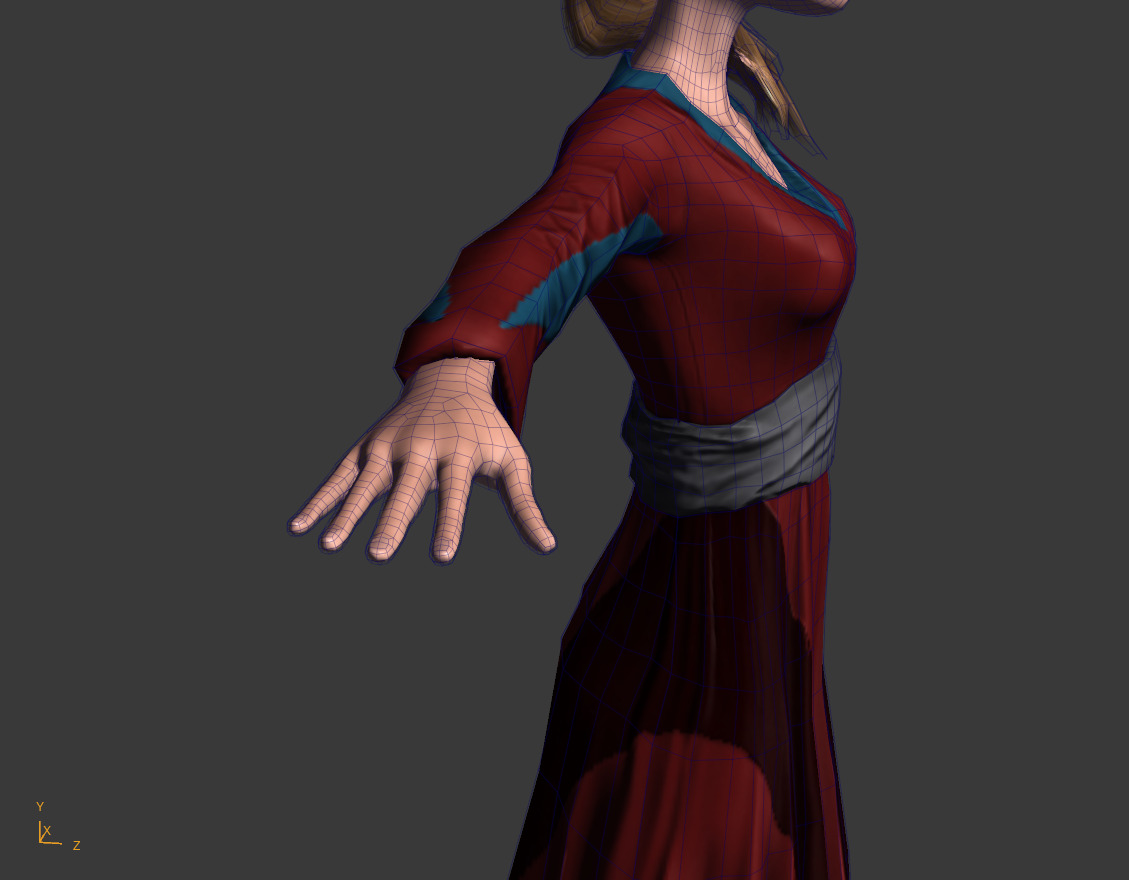 Low-Poly Female Cartoon Character T Pose Stylized 3D Model Low-poly 3D model_5