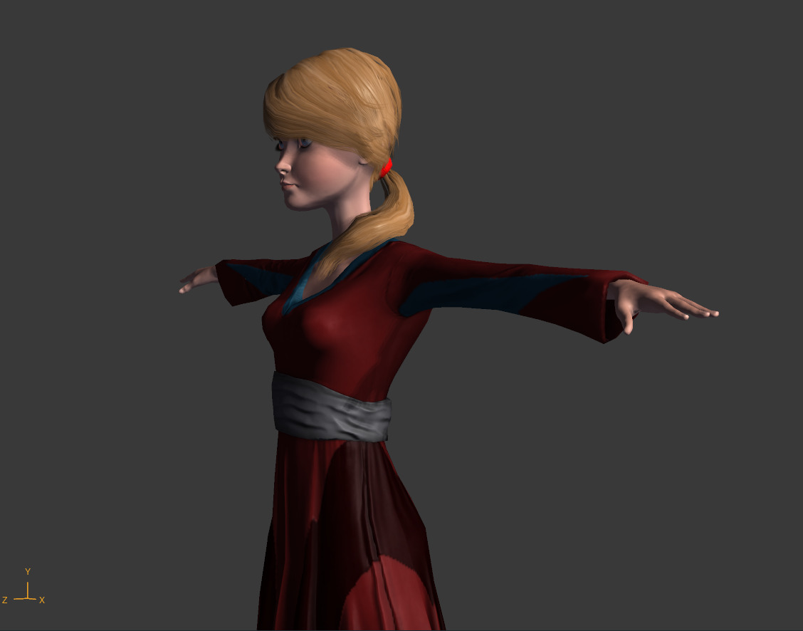 Low-Poly Female Cartoon Character T Pose Stylized 3D Model Low-poly 3D model_2