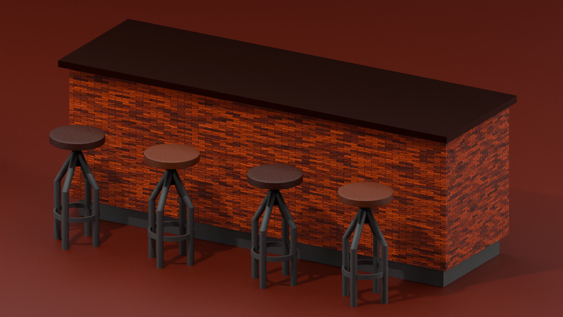 Industril Counter and Chair Stool Set 3D model_10