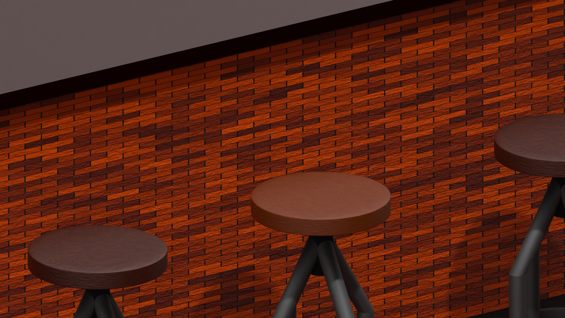Industril Counter and Chair Stool Set 3D model_7