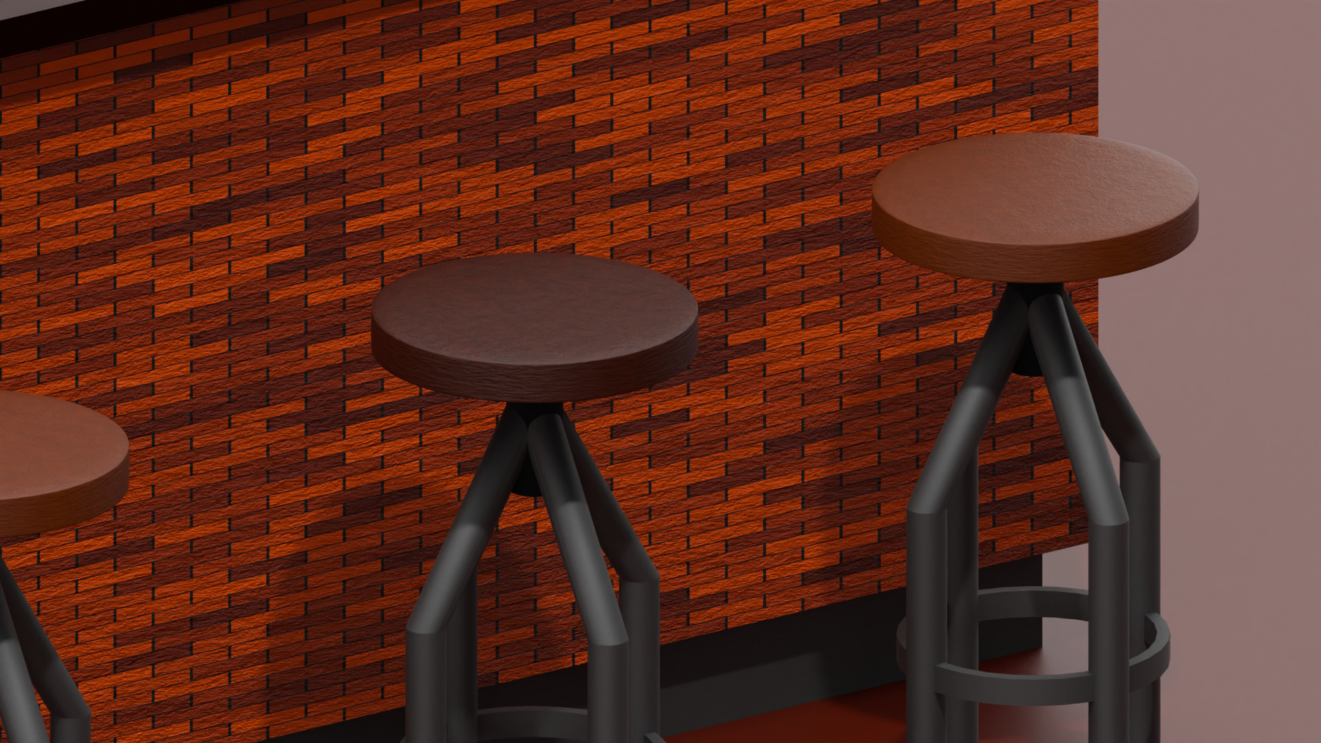 Industril Counter and Chair Stool Set 3D model_8