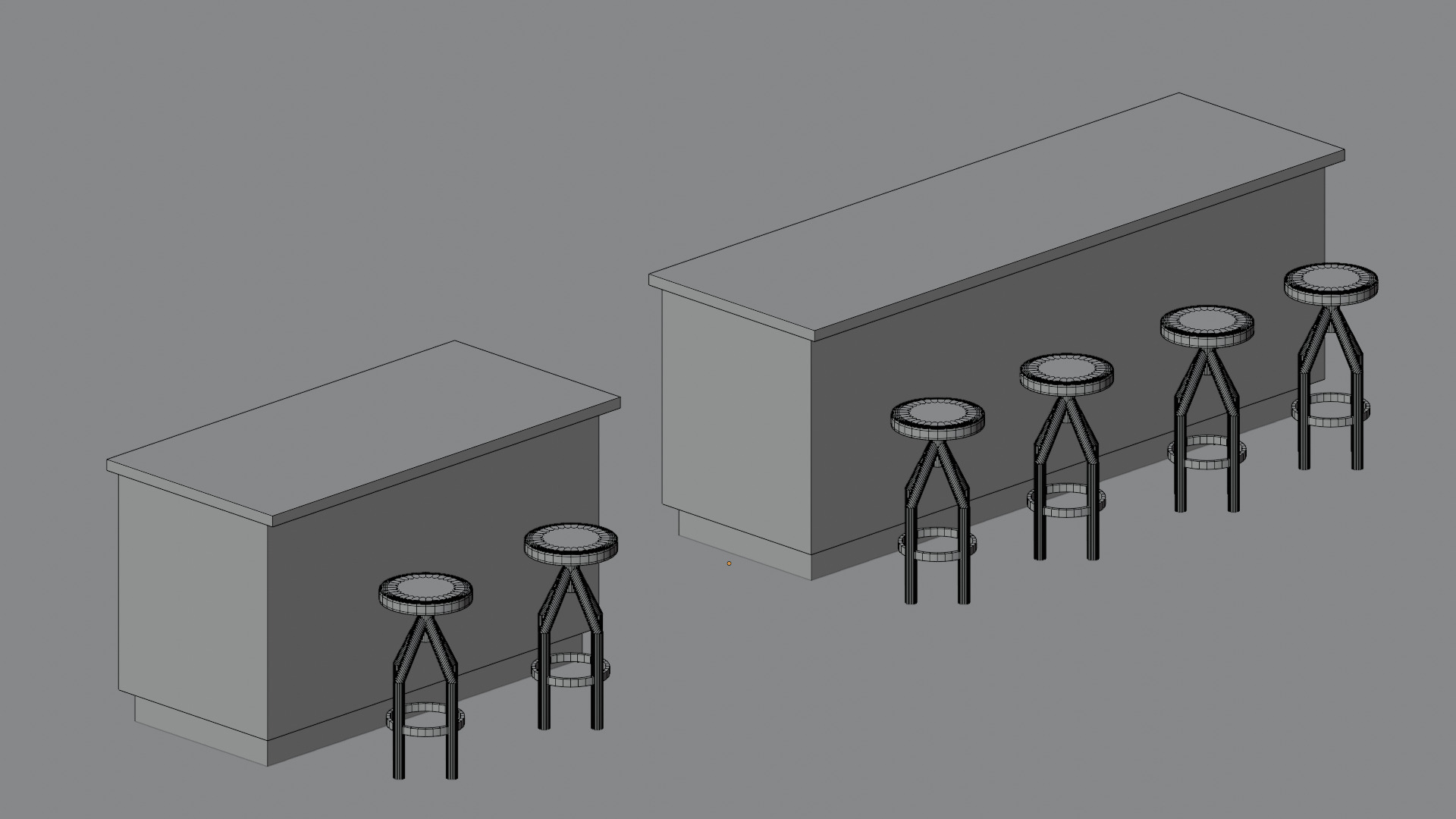 Industril Counter and Chair Stool Set 3D model_3