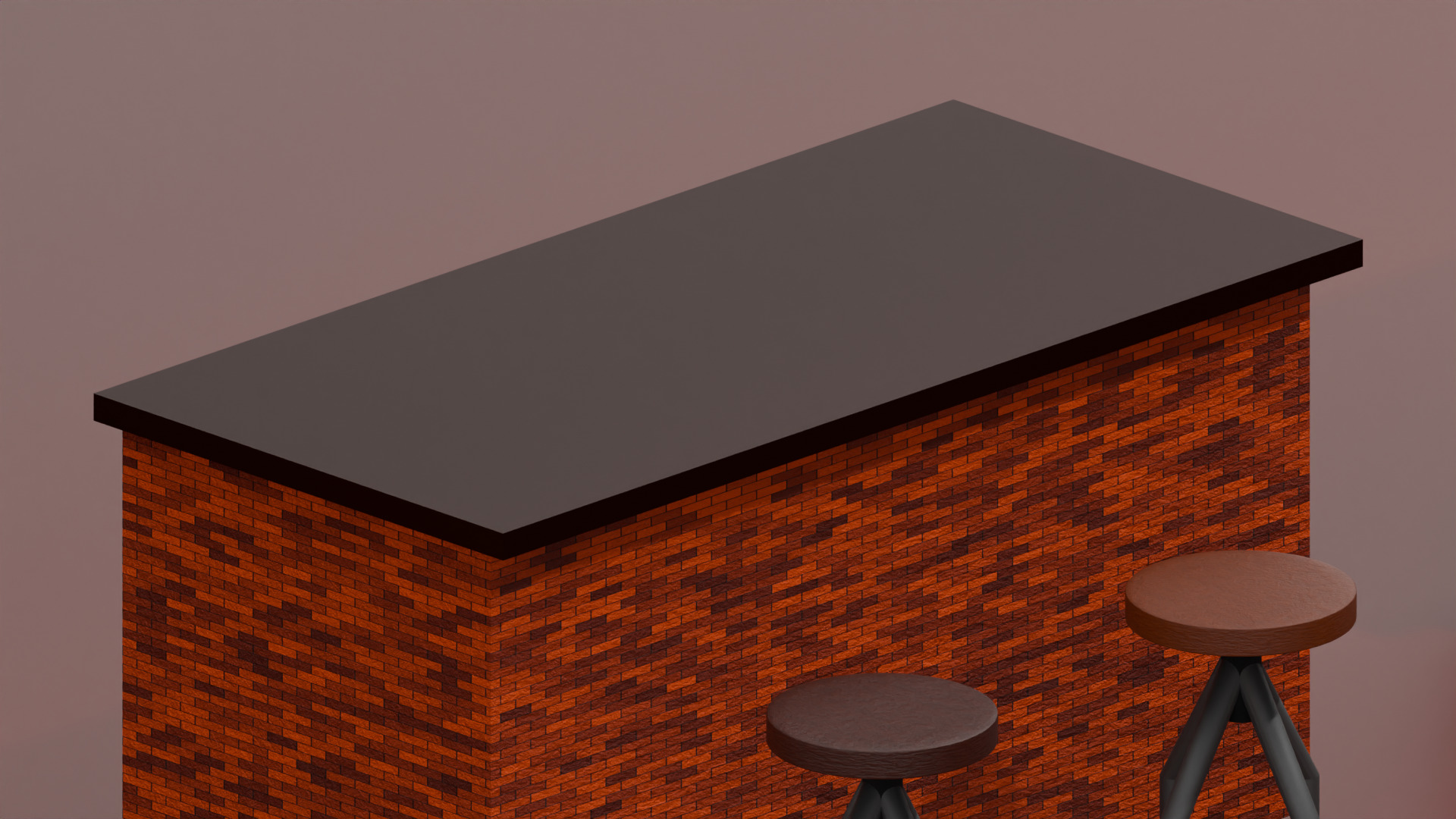 Industril Counter and Chair Stool Set 3D model_4