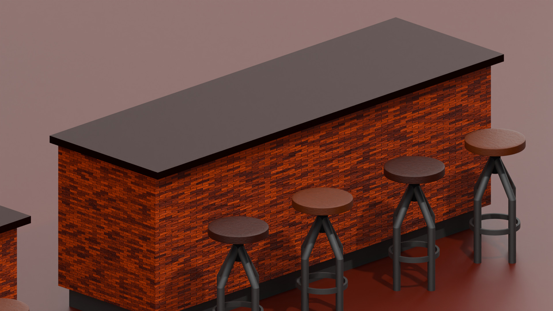 Industril Counter and Chair Stool Set 3D model_6