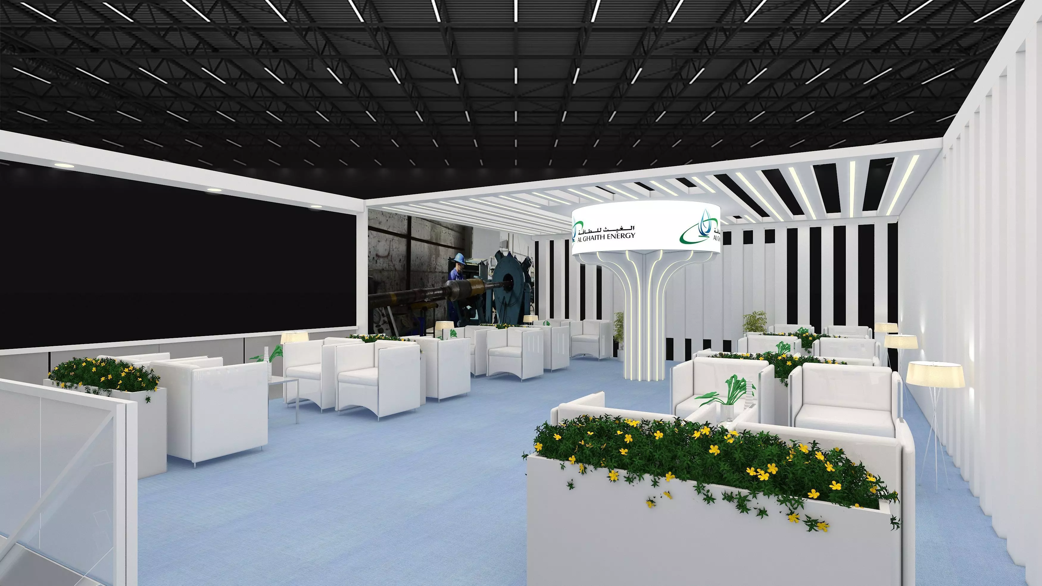 30x15m  Mezzanine Exhibition Stand All side open 3D model_4