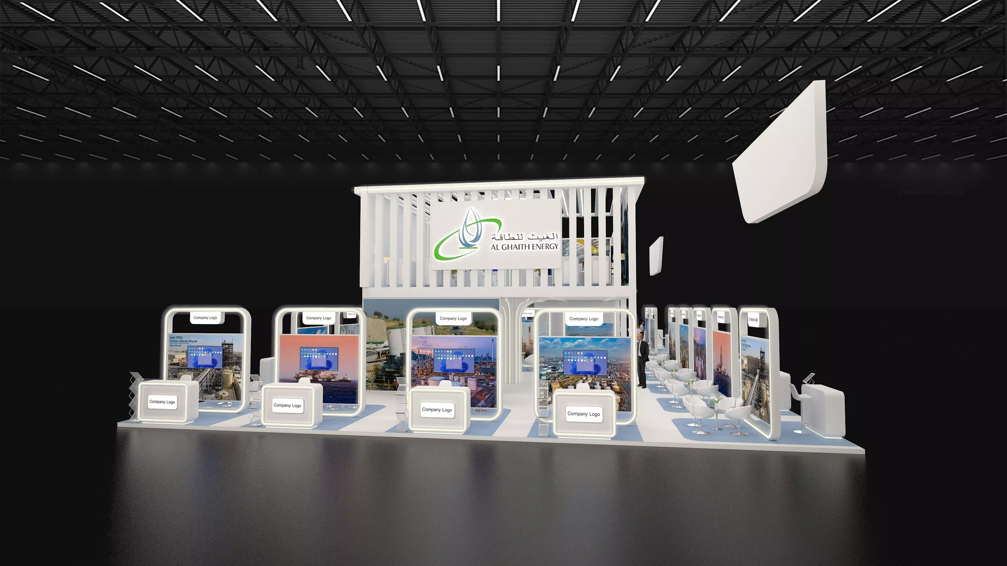 30x15m  Mezzanine Exhibition Stand All side open 3D model_12