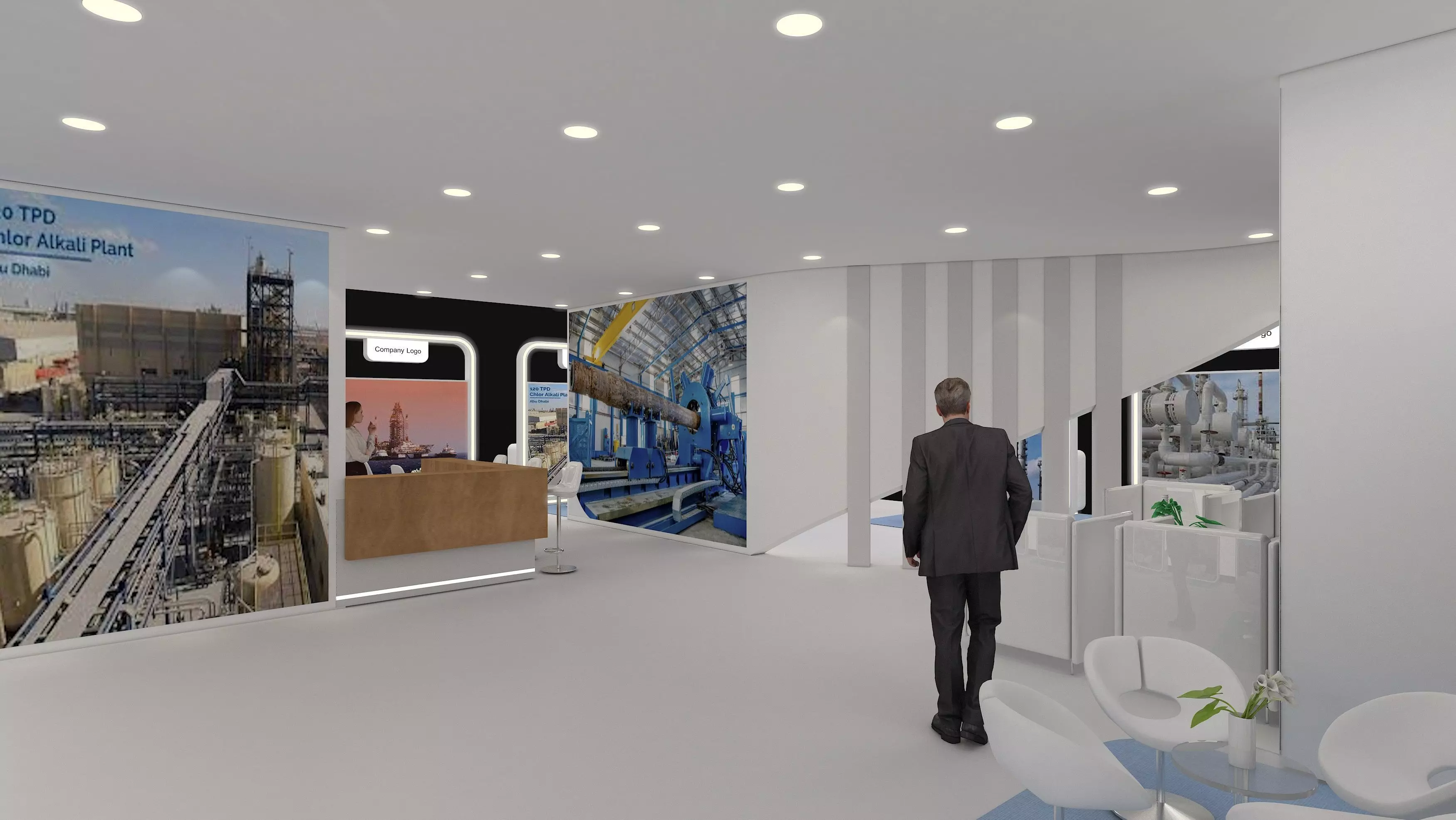 30x15m  Mezzanine Exhibition Stand All side open 3D model_3