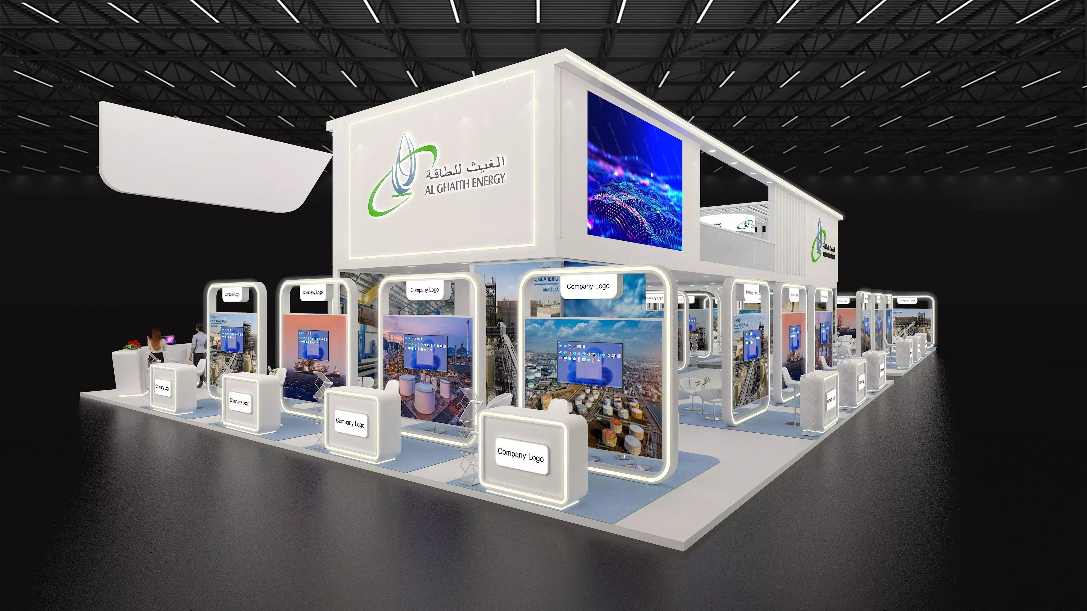 30x15m  Mezzanine Exhibition Stand All side open 3D model_15