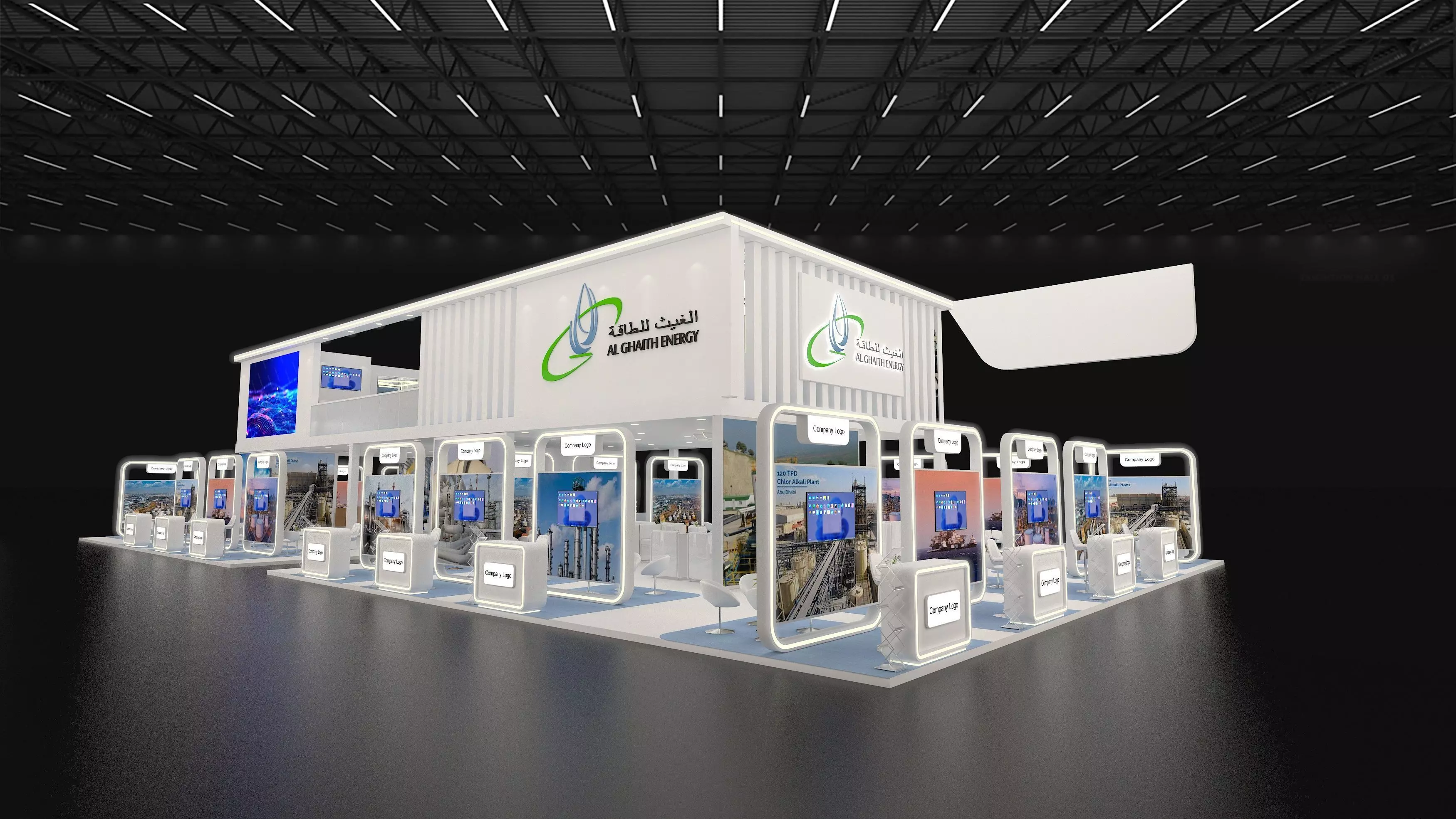 30x15m  Mezzanine Exhibition Stand All side open 3D model_13