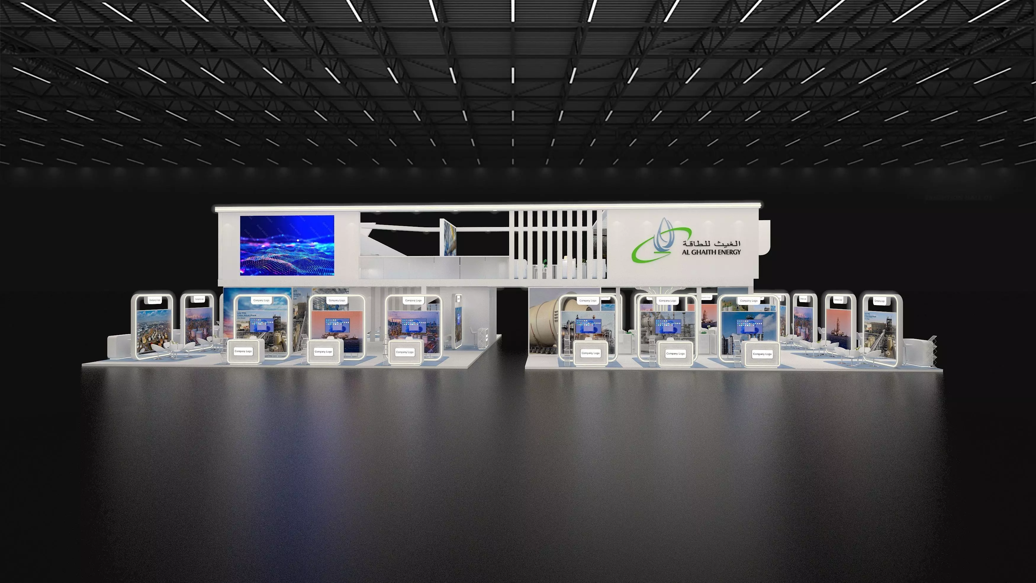 30x15m  Mezzanine Exhibition Stand All side open 3D model_14