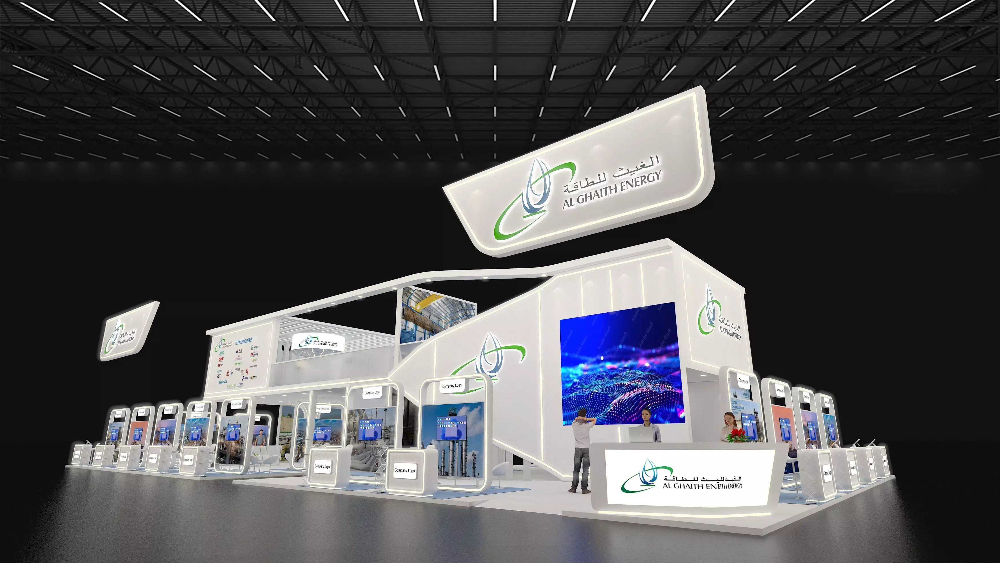 30x15m  Mezzanine Exhibition Stand All side open 3D model_0