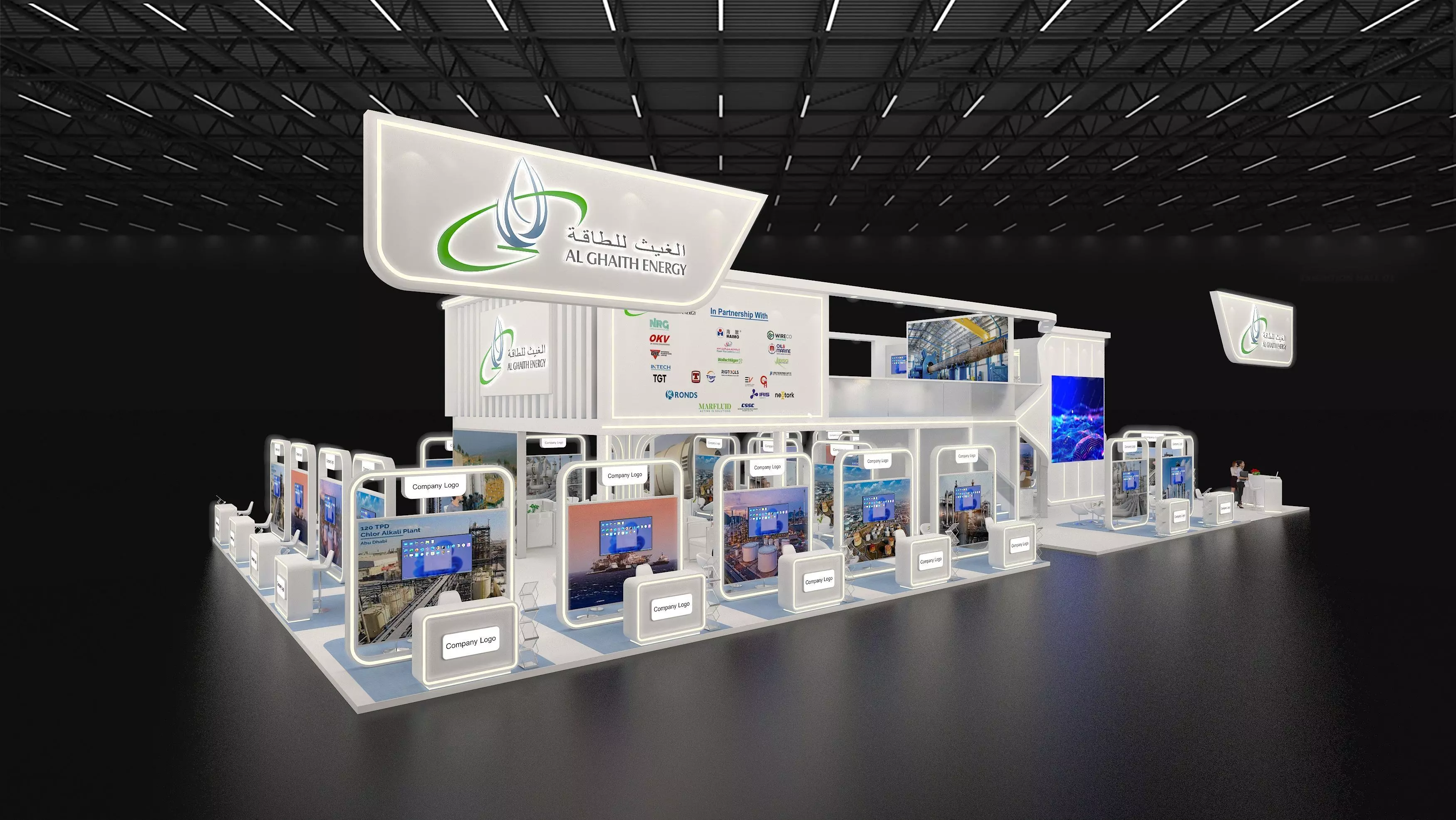 30x15m  Mezzanine Exhibition Stand All side open 3D model_11