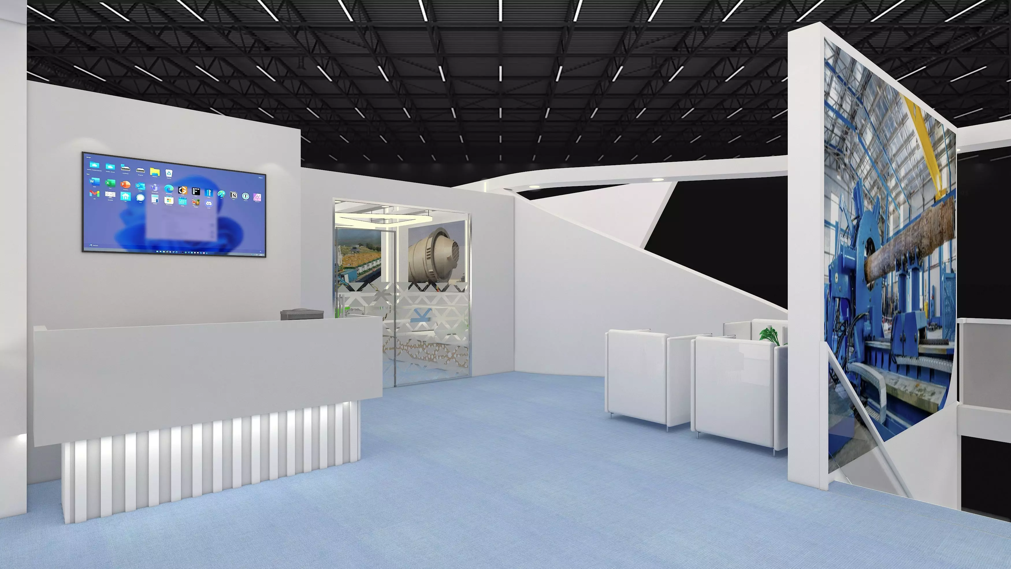 30x15m  Mezzanine Exhibition Stand All side open 3D model_5