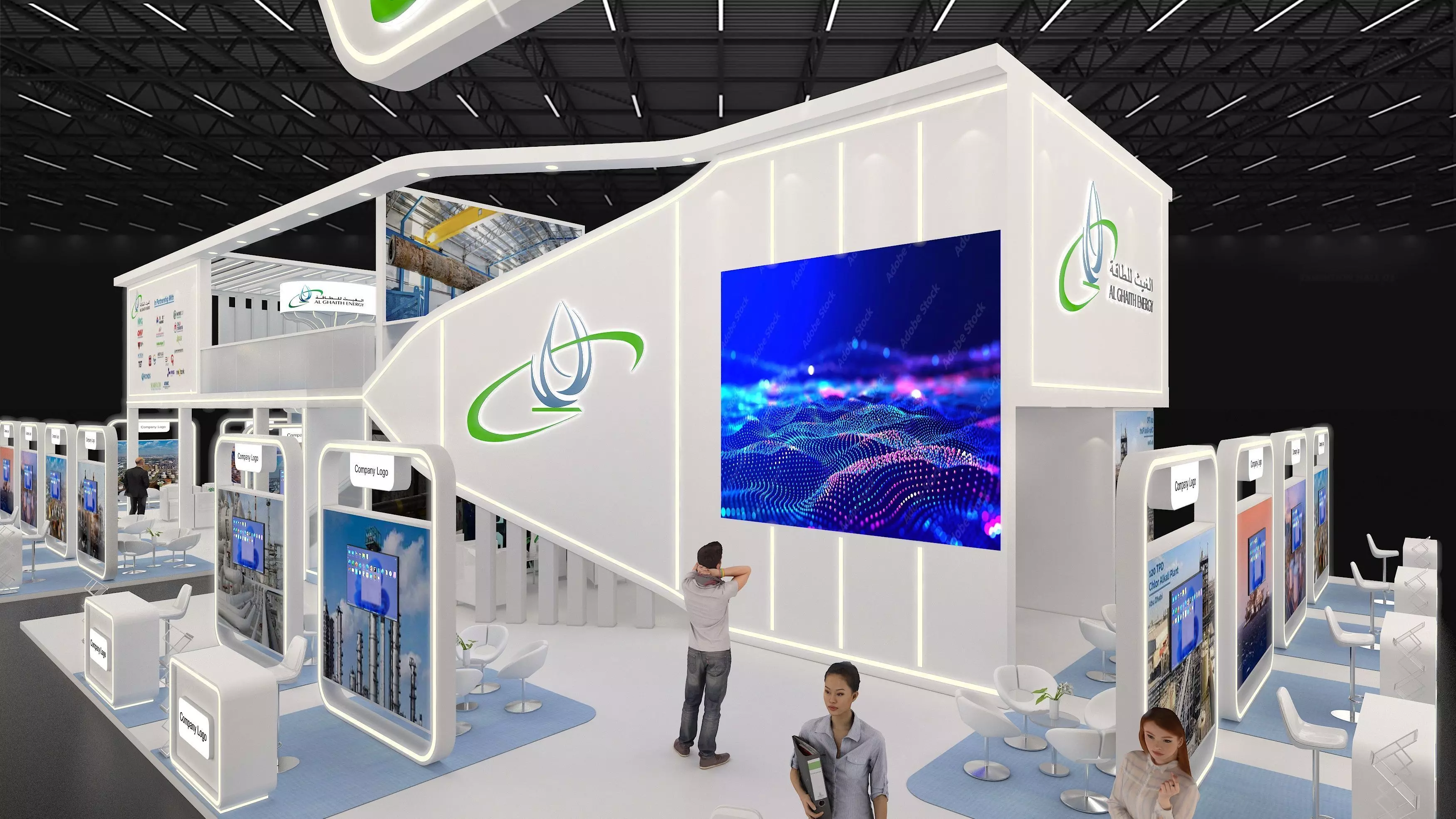 30x15m  Mezzanine Exhibition Stand All side open 3D model_17