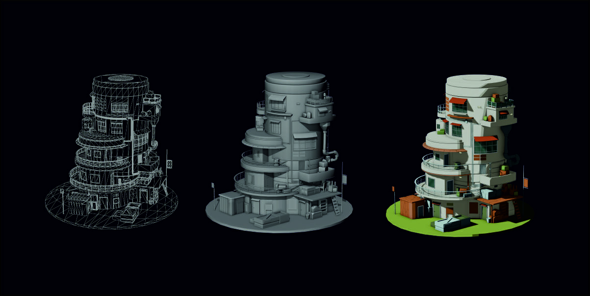 Stylized Sci-Fi Building Low-Poly Low-poly 3D model_4