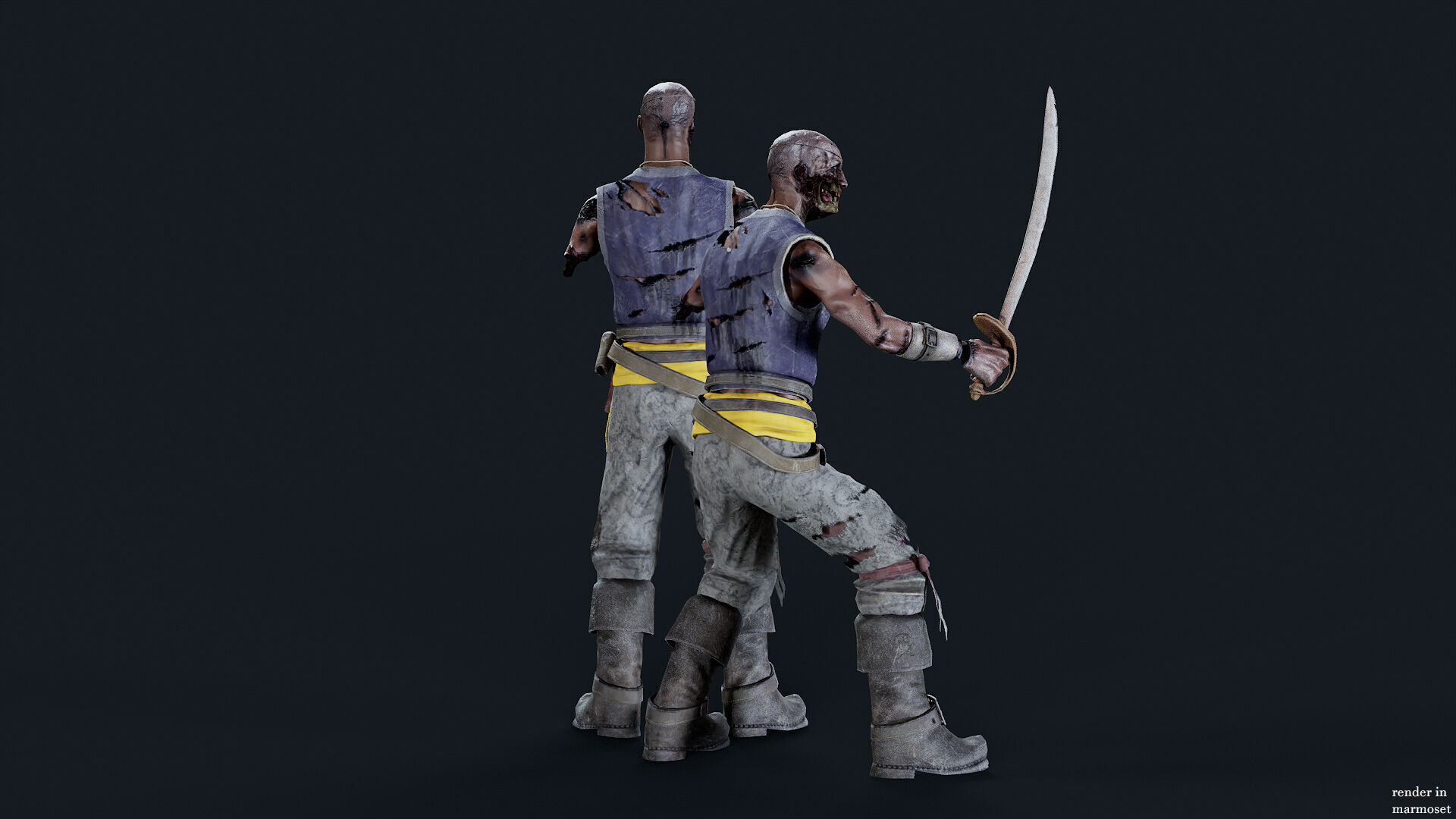 PIRATE UNDEAD 4  Low-poly 3D model_3
