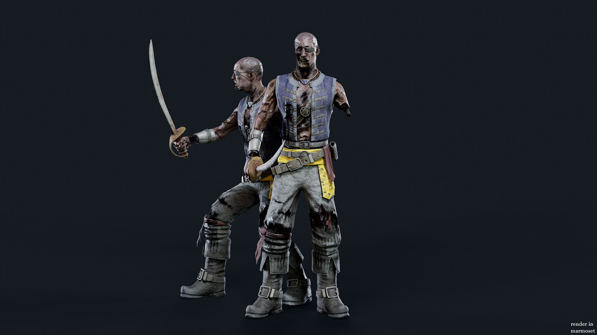 PIRATE UNDEAD 4  Low-poly 3D model_4