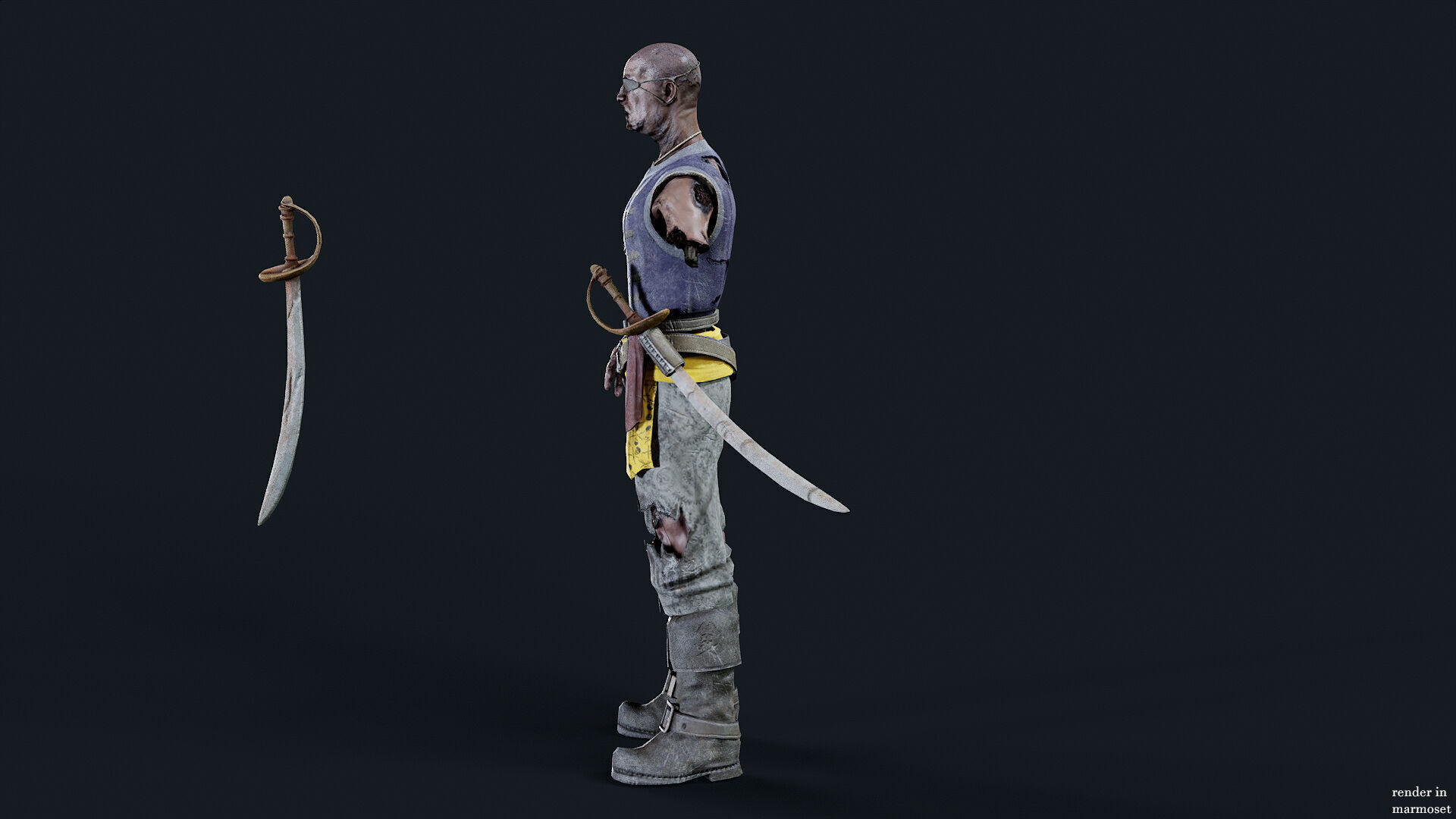 PIRATE UNDEAD 4  Low-poly 3D model_6