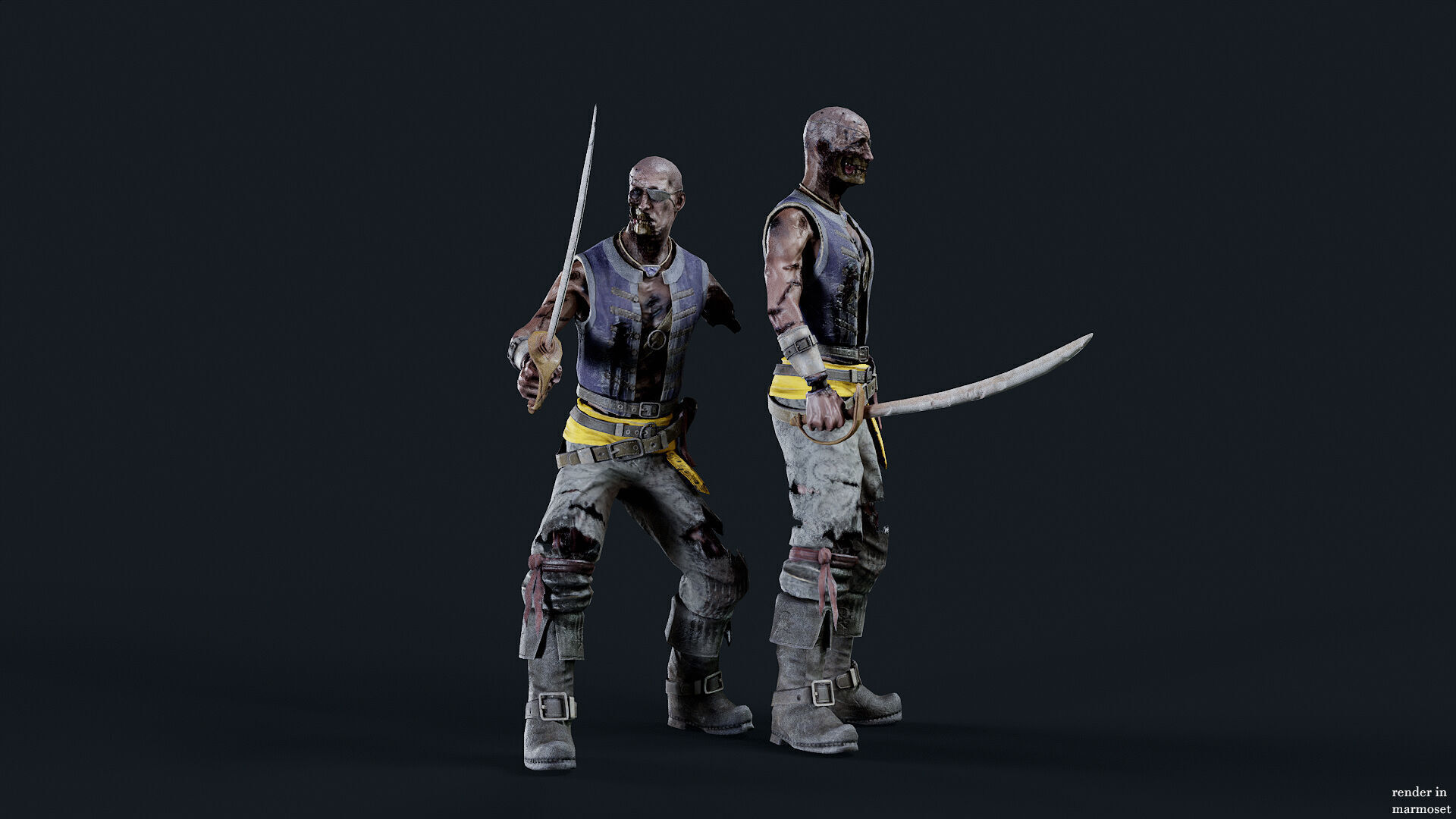 PIRATE UNDEAD 4  Low-poly 3D model_5