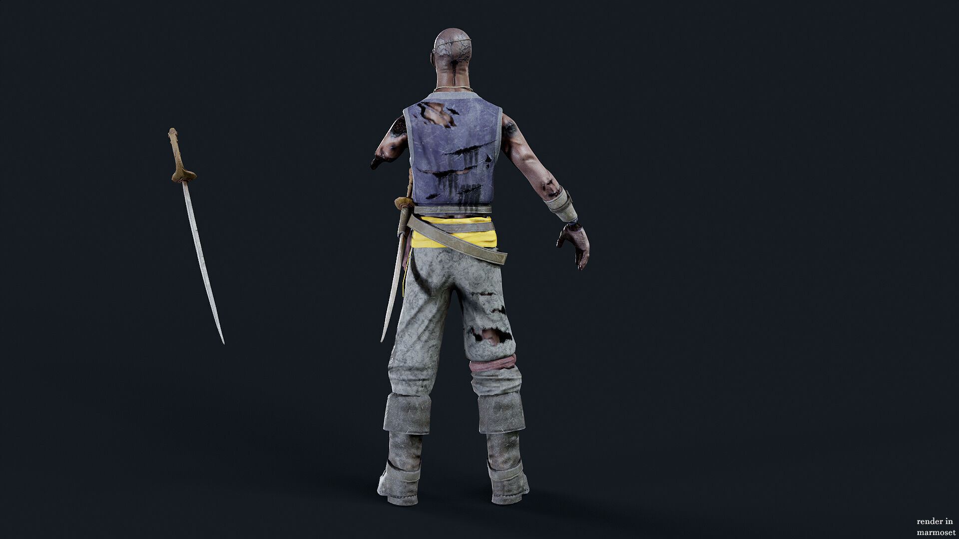 PIRATE UNDEAD 4  Low-poly 3D model_9