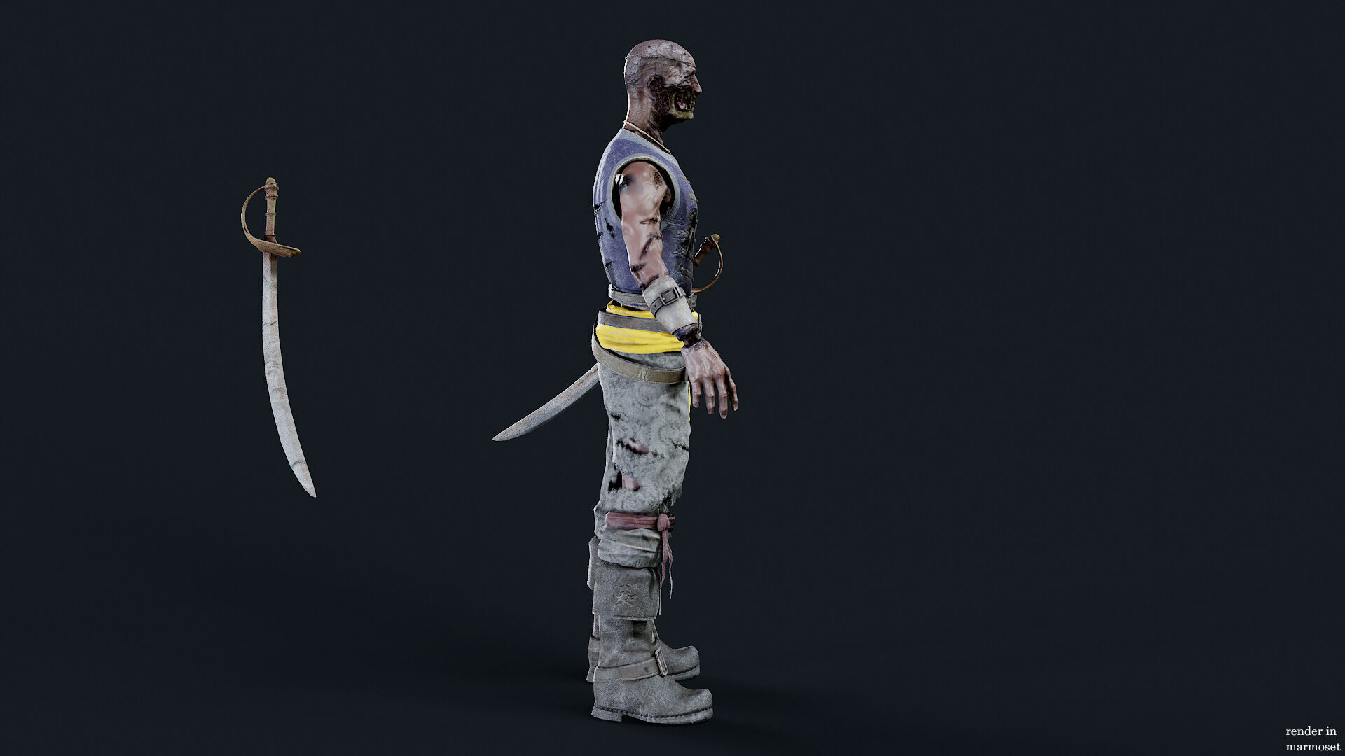 PIRATE UNDEAD 4  Low-poly 3D model_8