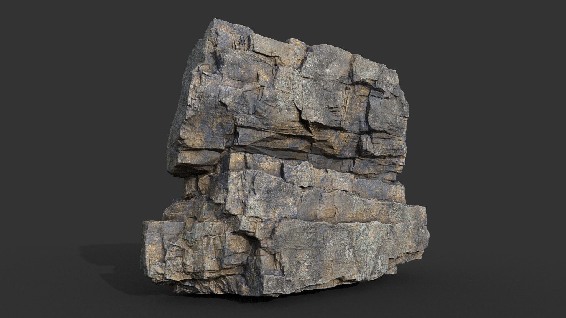 Realistic Granite Rock 03-250609 Low-poly 3D model_8