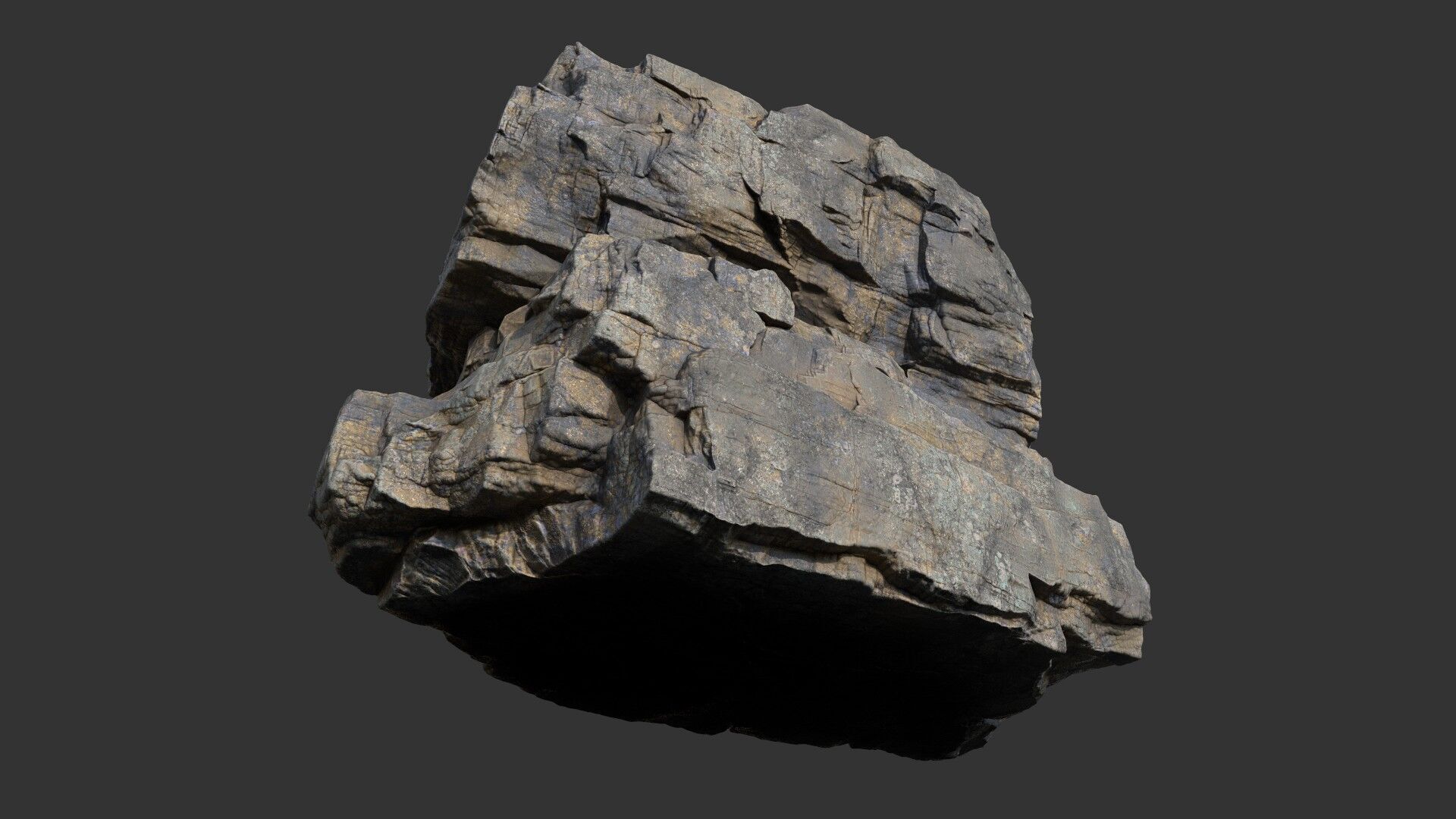 Realistic Granite Rock 03-250609 Low-poly 3D model_15