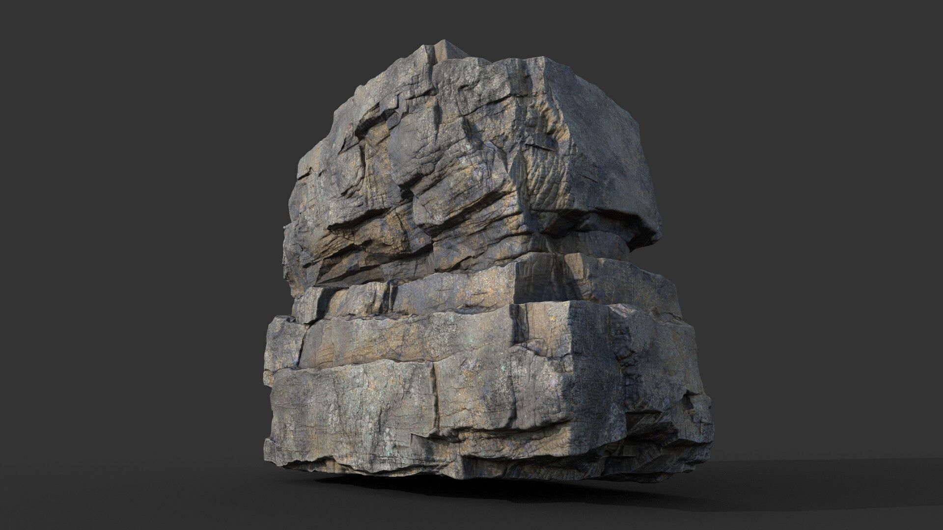 Realistic Granite Rock 03-250609 Low-poly 3D model_11