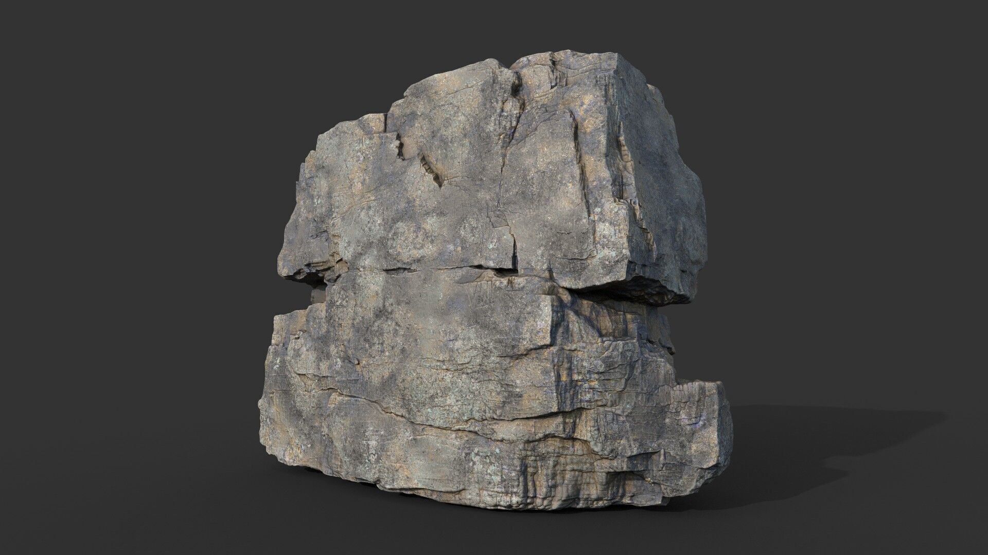 Realistic Granite Rock 03-250609 Low-poly 3D model_1