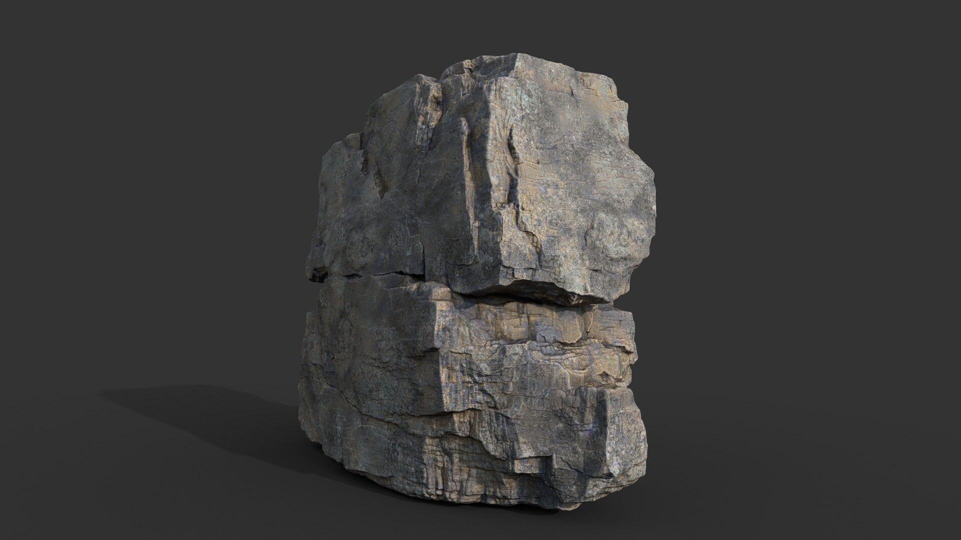 Realistic Granite Rock 03-250609 Low-poly 3D model_4