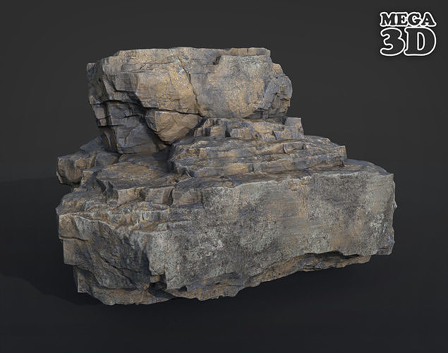 Realistic Granite Rock 02-250609 Low-poly 3D model