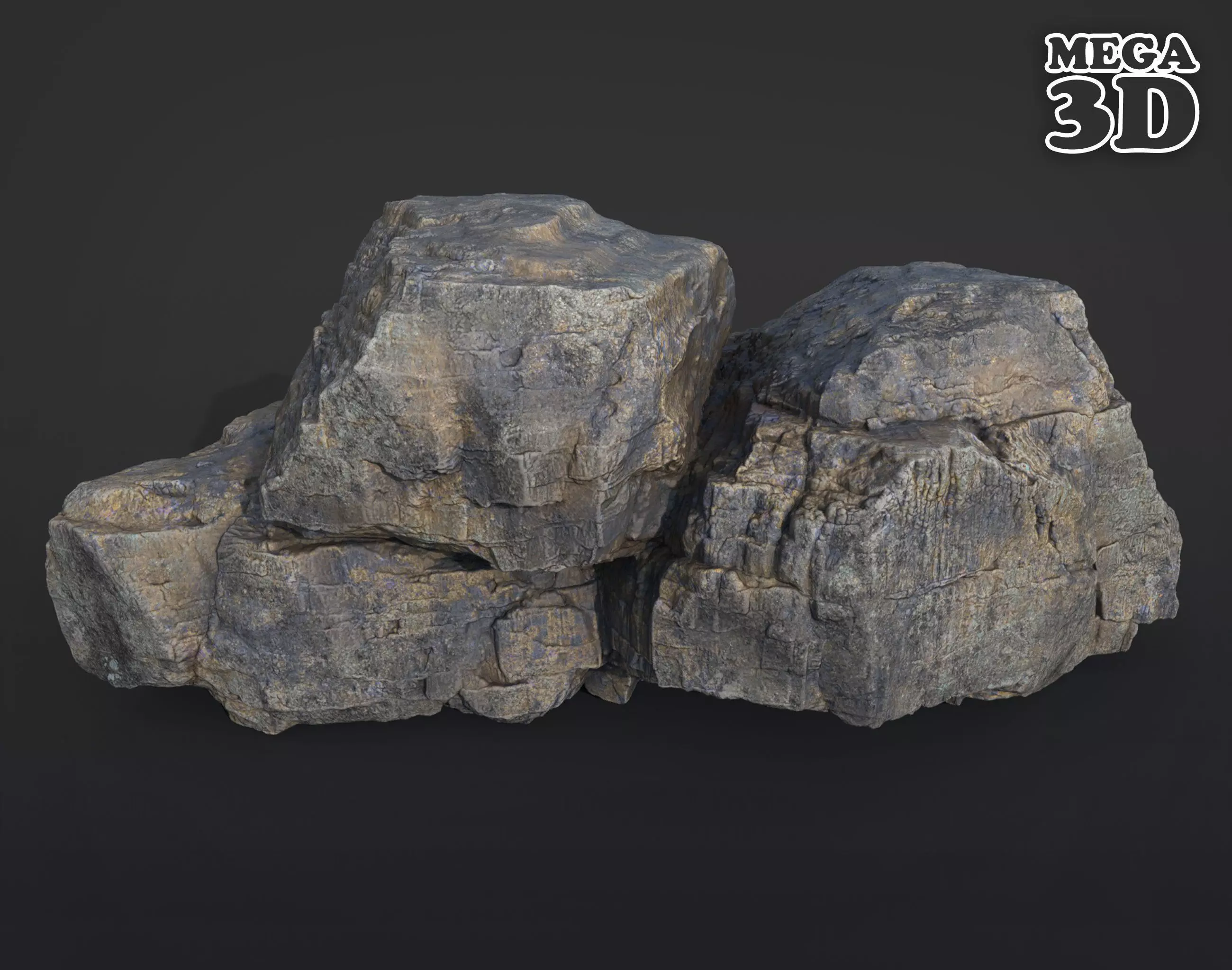 Realistic Granite Rock 01-250609 Low-poly 3D model
