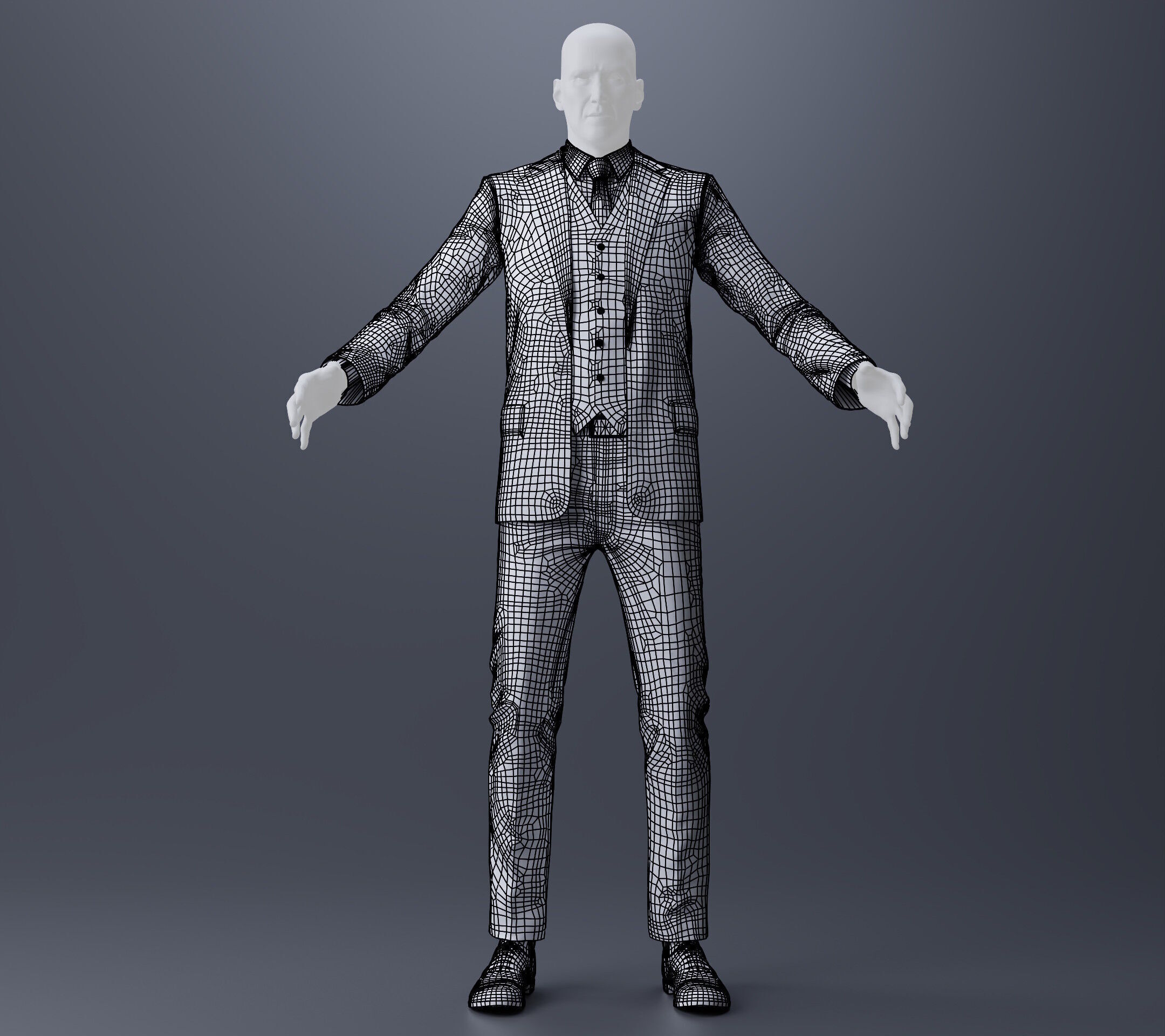 Two and Three-Piece Suit Rigged Low-poly 3D model_8